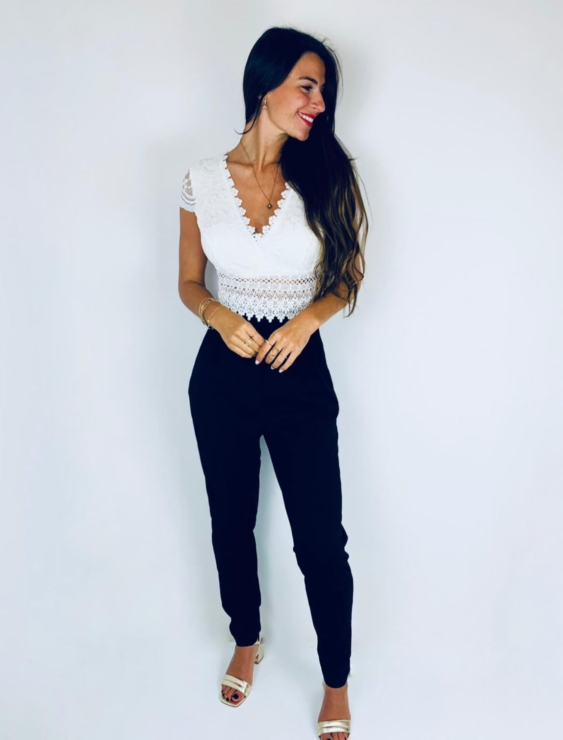 Stevi | Lace V-Neck Jumpsuit