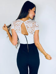 Stevi | Lace V-Neck Jumpsuit