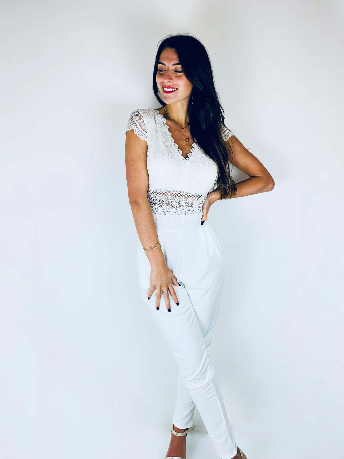 Stevi | Lace V-Neck Jumpsuit