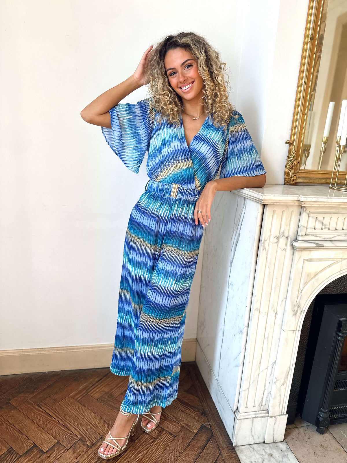 Ronisha | Patterned Wide-Sleeve Jumpsuit