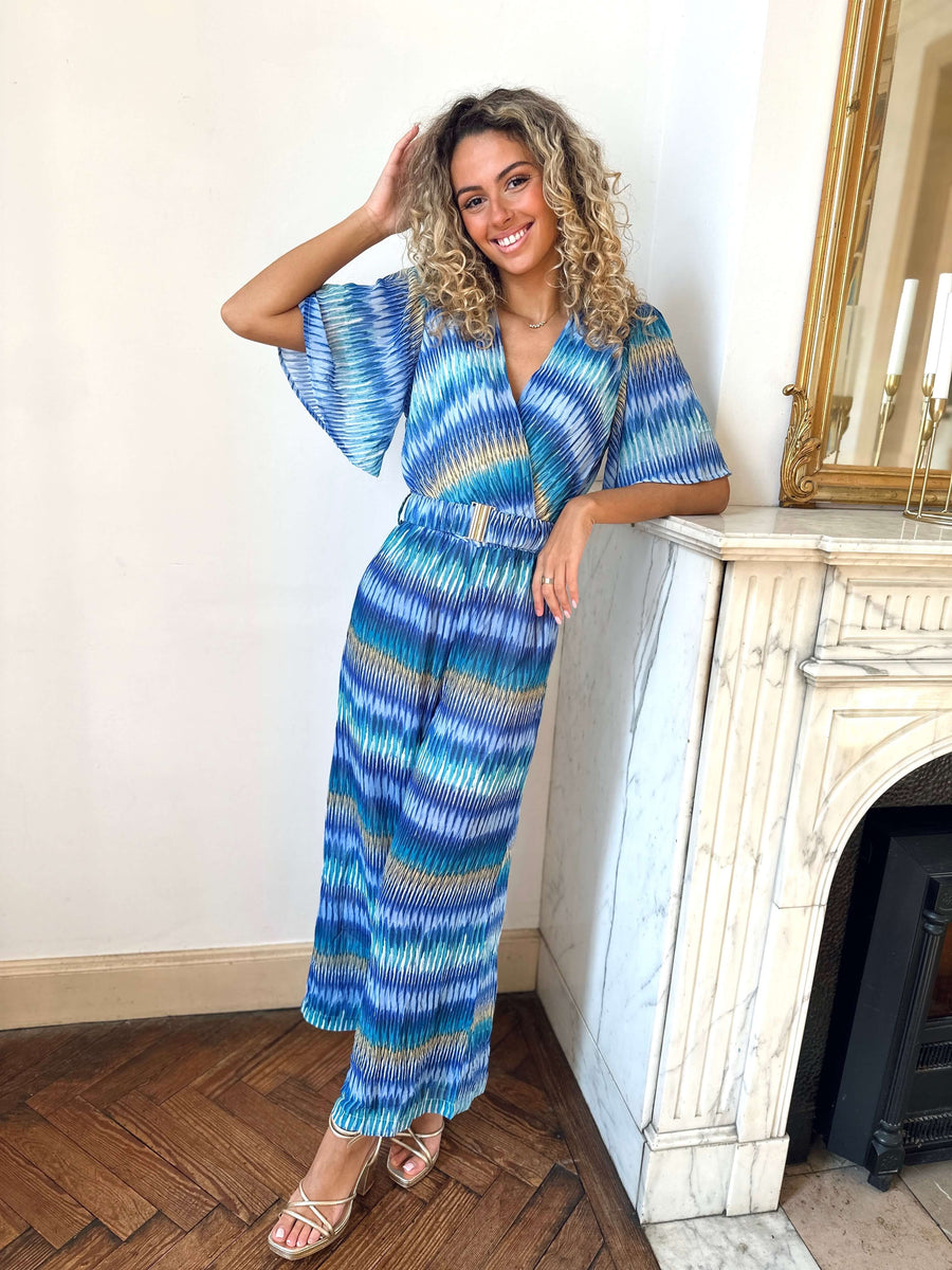 Ronisha | Patterned Wide-Sleeve Jumpsuit