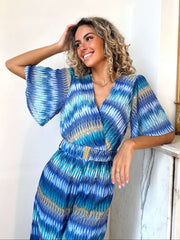 Ronisha | Patterned Wide-Sleeve Jumpsuit
