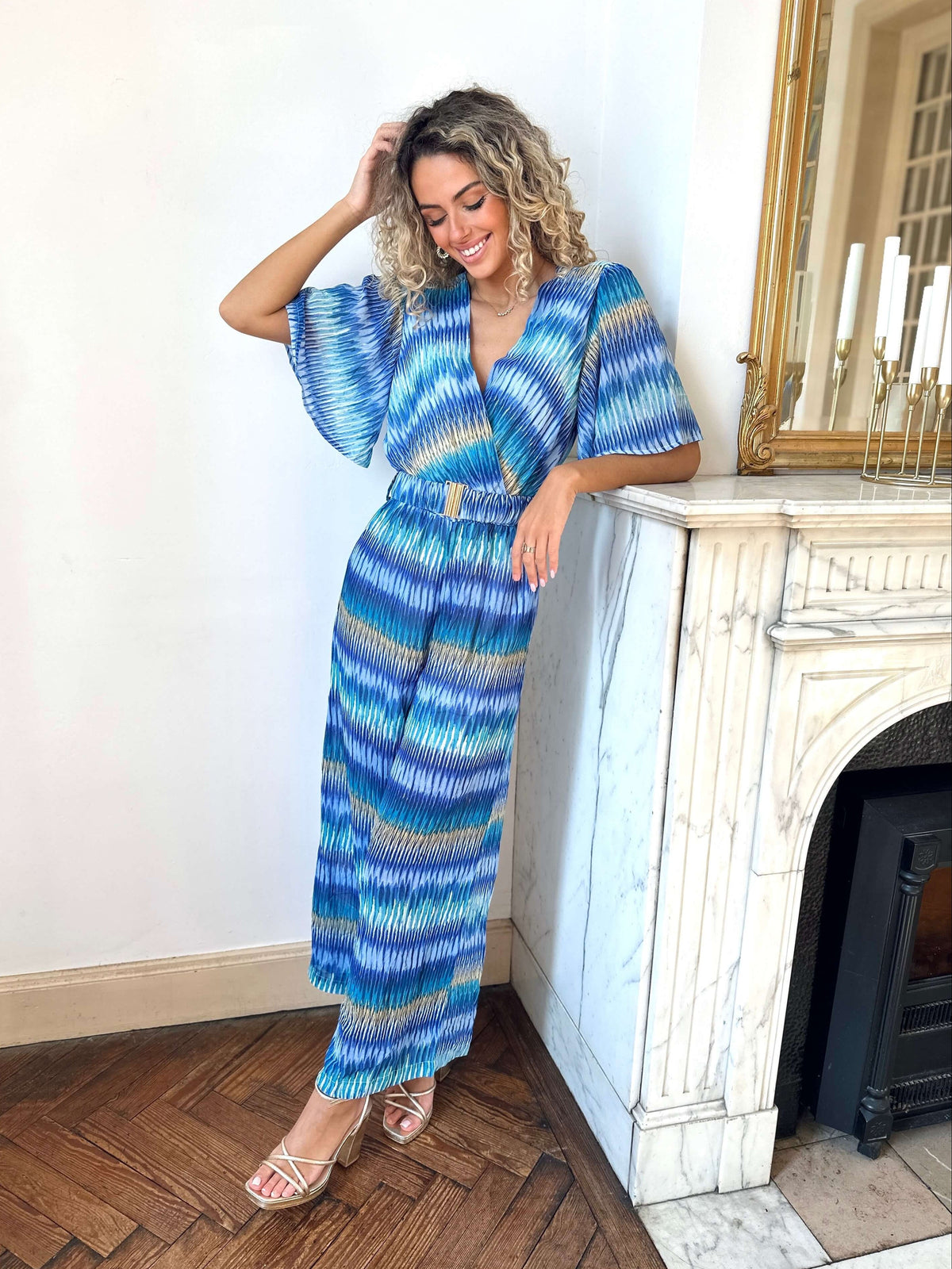 Ronisha | Patterned Wide-Sleeve Jumpsuit