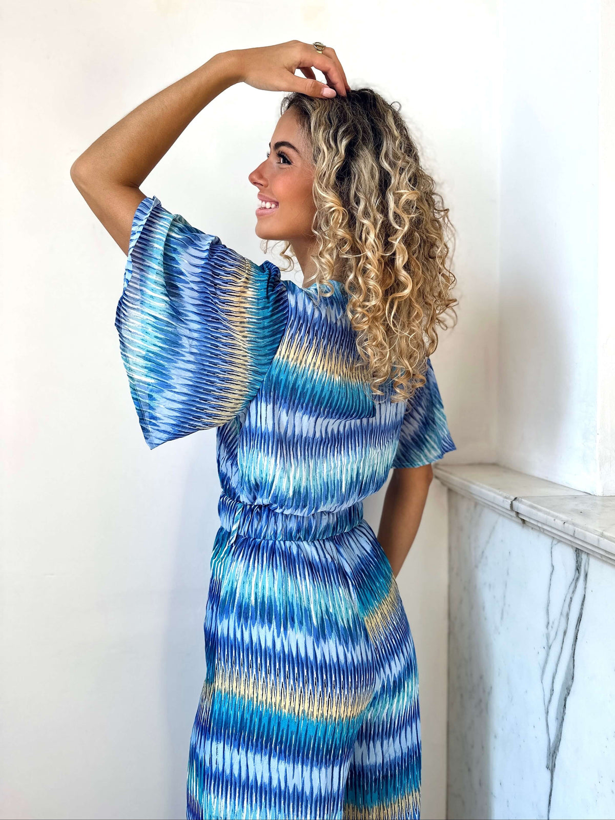 Ronisha | Patterned Wide-Sleeve Jumpsuit