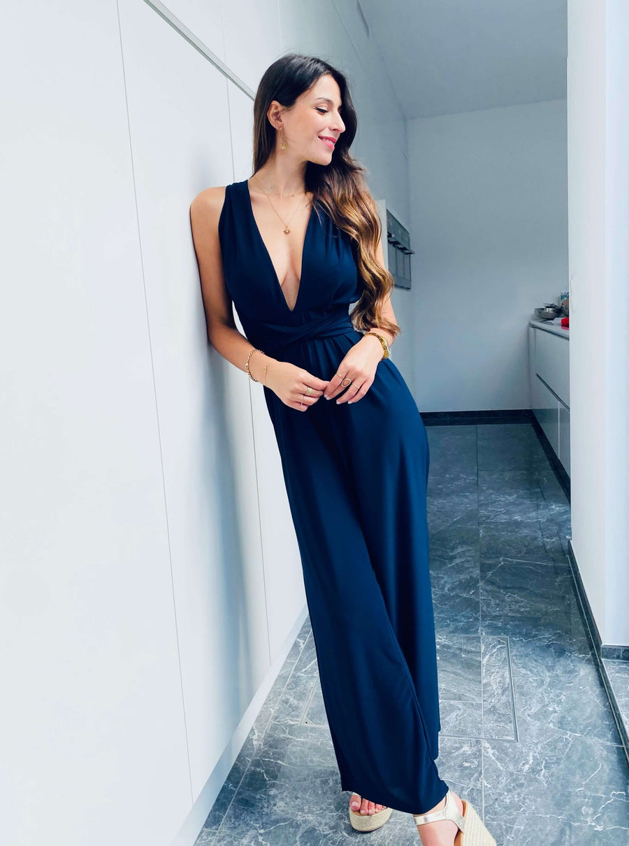 Quanisha | Cross-Back Wide-Leg Jumpsuit