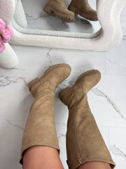 Veronique high zip boots in khaki