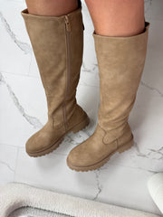 Veronique high zip boots in khaki