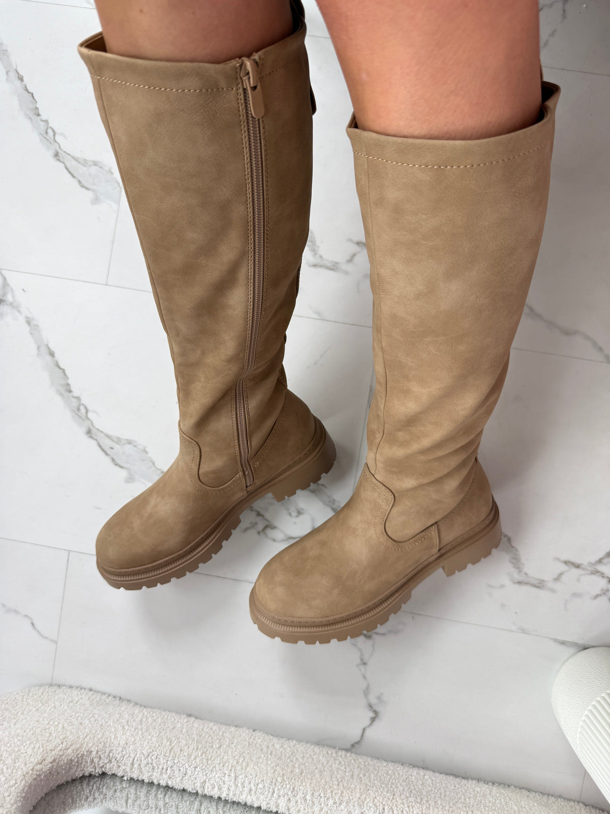 Veronique high zip boots in khaki
