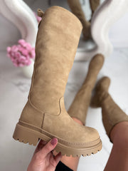 Veronique high zip boots in khaki