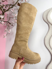 Veronique high zip boots in khaki