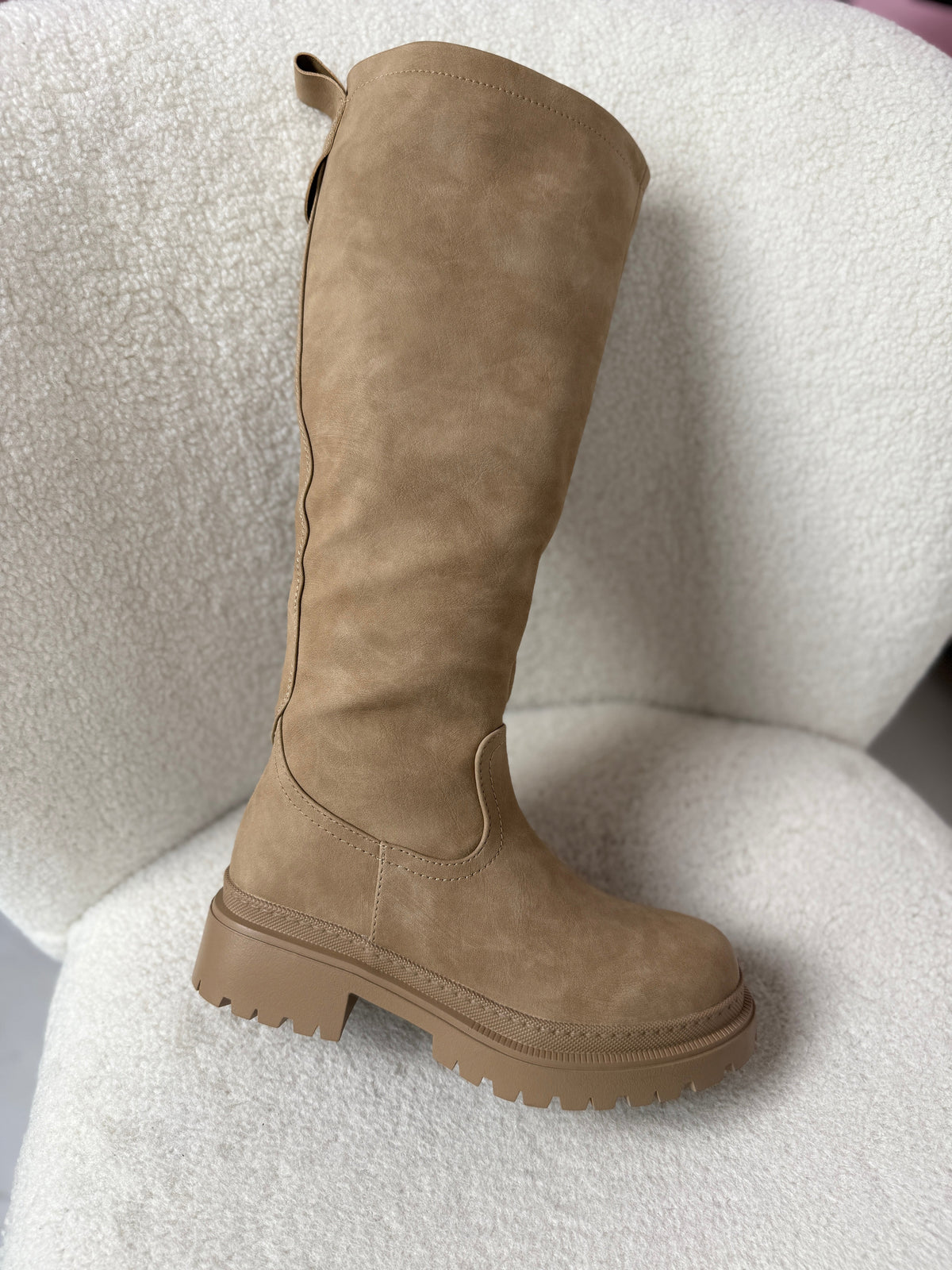 Veronique high zip boots in khaki