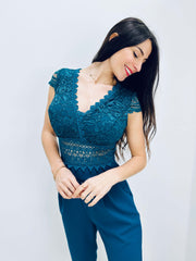 Stevi | Lace V-Neck Jumpsuit
