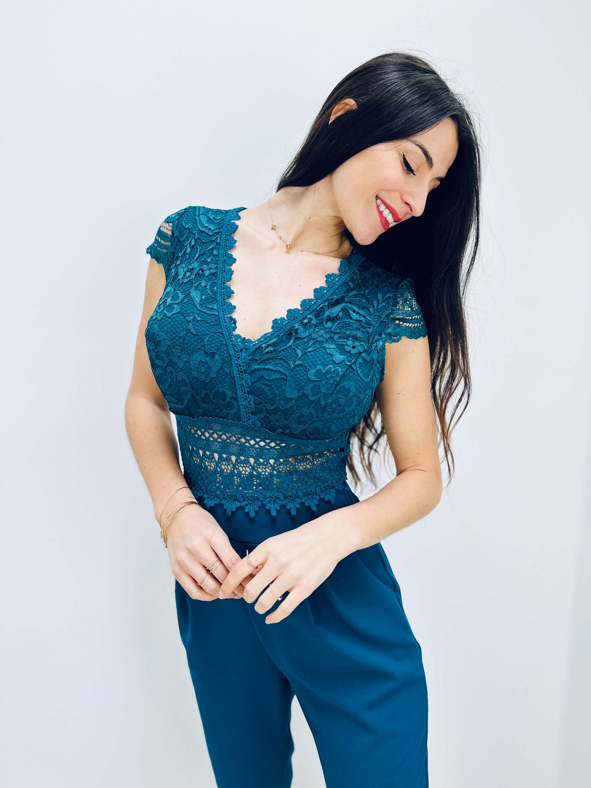 Stevi | Lace V-Neck Jumpsuit