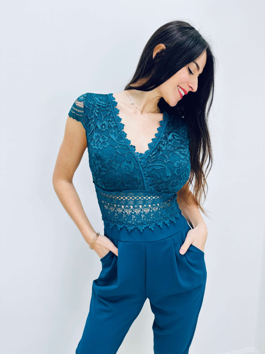 Stevi | Lace V-Neck Jumpsuit