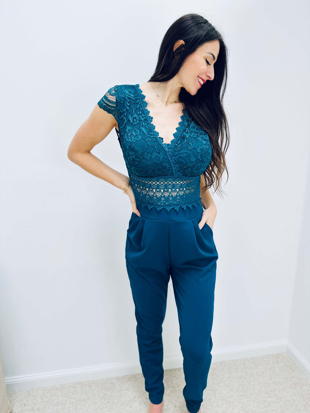 Stevi | Lace V-Neck Jumpsuit