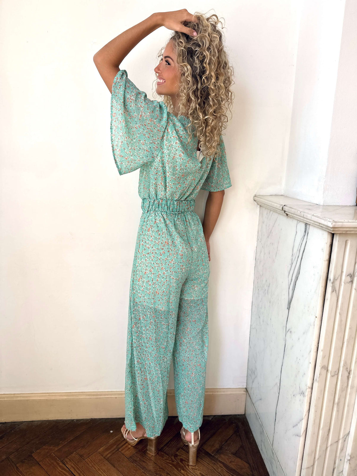 Bettylou | Printed Wide-Sleeve Jumpsuit