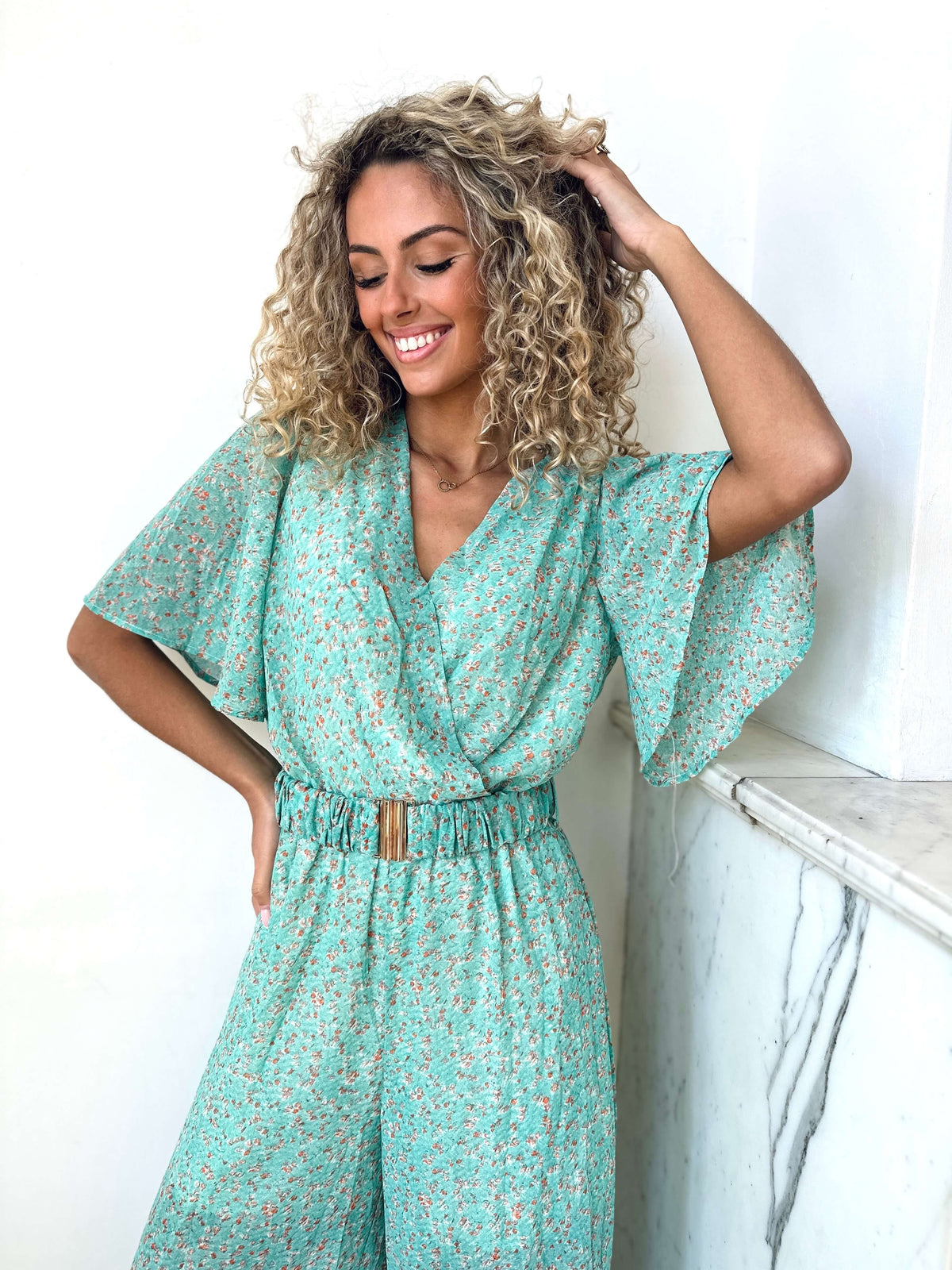 Bettylou | Printed Wide-Sleeve Jumpsuit