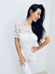 Sherree | Lace Short-Sleeve Jumpsuit