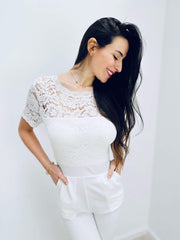 Sherree | Lace Short-Sleeve Jumpsuit