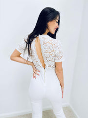 Sherree | Lace Short-Sleeve Jumpsuit