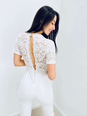 Sherree | Lace Short-Sleeve Jumpsuit