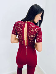 Sherree | Lace Short-Sleeve Jumpsuit