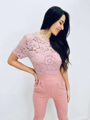 Sherree | Lace Short-Sleeve Jumpsuit