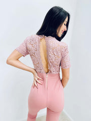 Sherree | Lace Short-Sleeve Jumpsuit