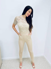 Sherree | Lace Short-Sleeve Jumpsuit