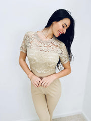 Sherree | Lace Short-Sleeve Jumpsuit