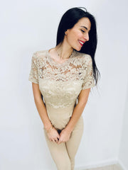 Sherree | Lace Short-Sleeve Jumpsuit