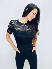 Sherree | Lace Short-Sleeve Jumpsuit