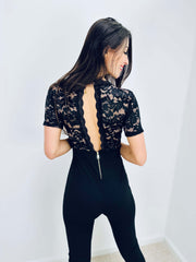 Sherree | Lace Short-Sleeve Jumpsuit