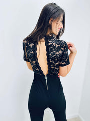 Sherree | Lace Short-Sleeve Jumpsuit