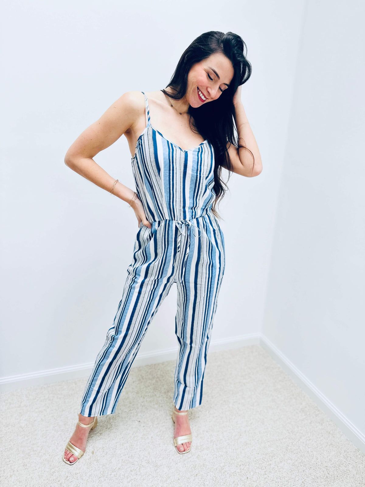 Betzaida | Striped Tie-Waist Jumpsuit