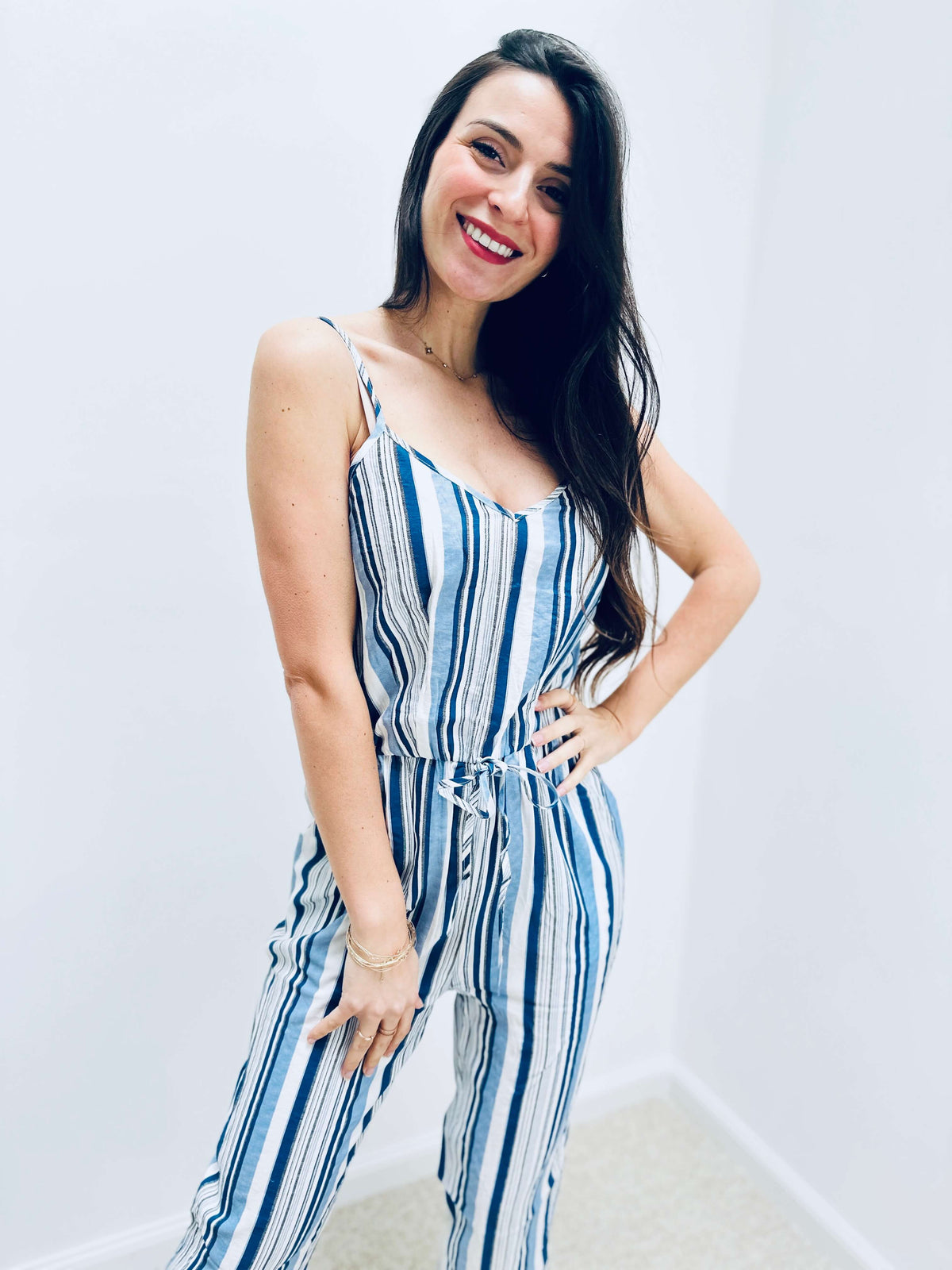 Betzaida | Striped Tie-Waist Jumpsuit