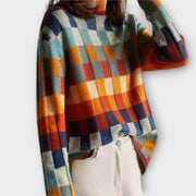 Erika | Colour-Block Turtleneck Jumper With Diamond Pattern