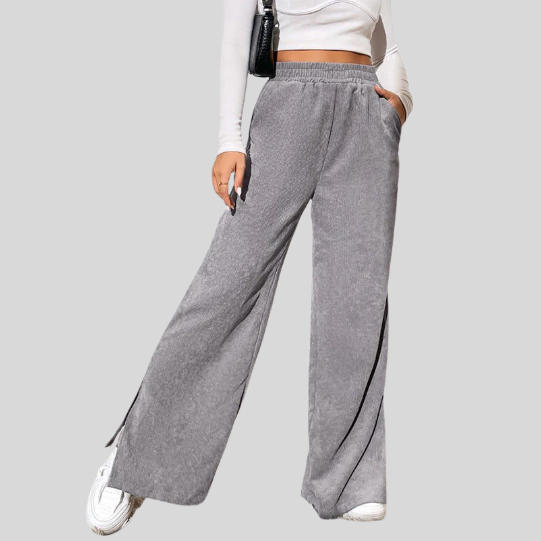 NAHLA | BUTTON-FRONT WIDE-LEG TROUSERS