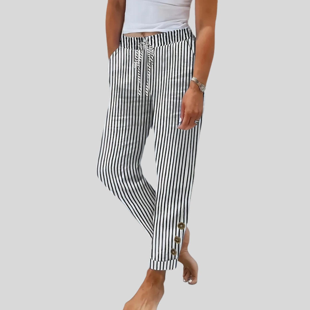 RAQUELLE | STRIPED RELAXED-FIT TROUSERS
