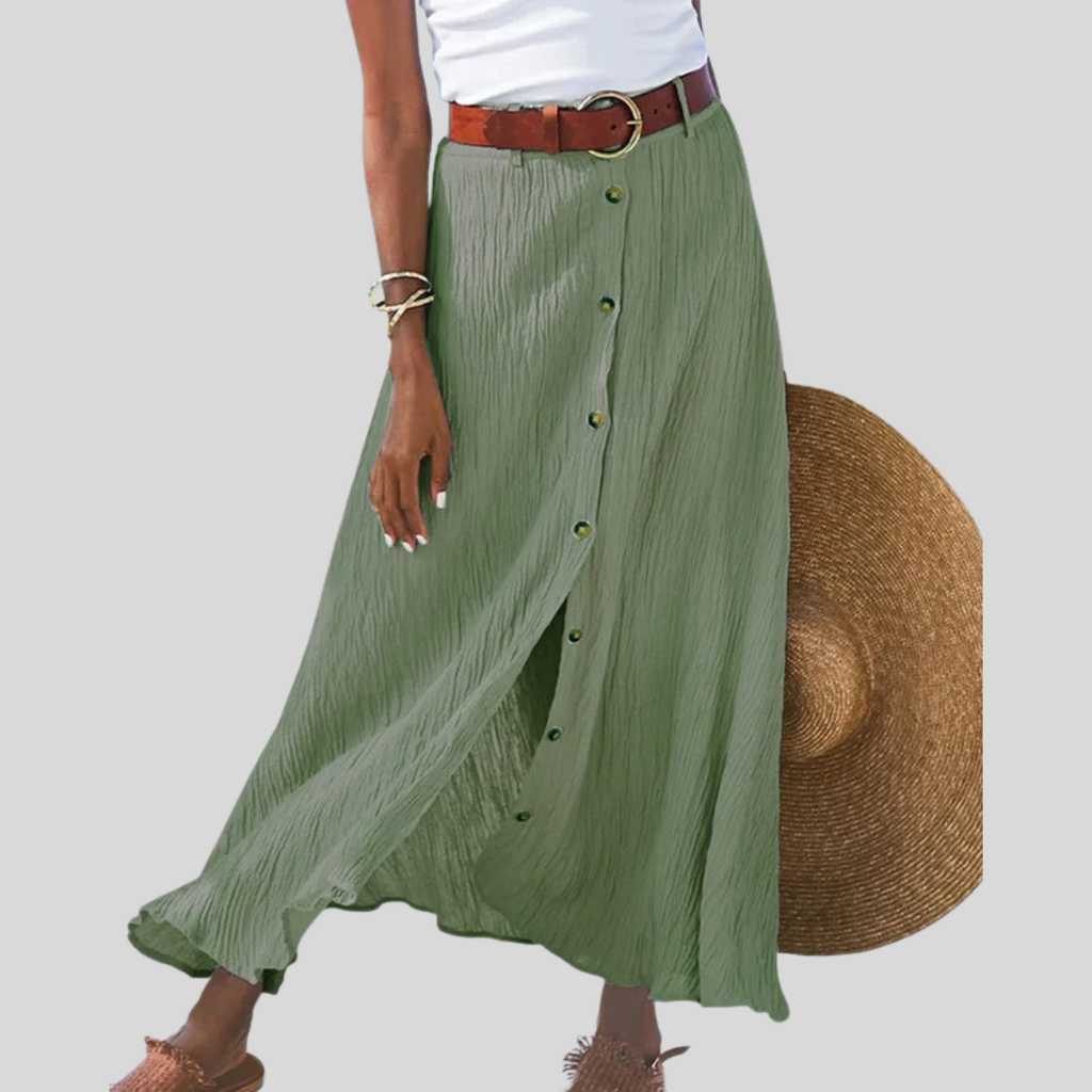 SYNDY | BUTTON-FRONT HIGH-WAISTED SKIRT