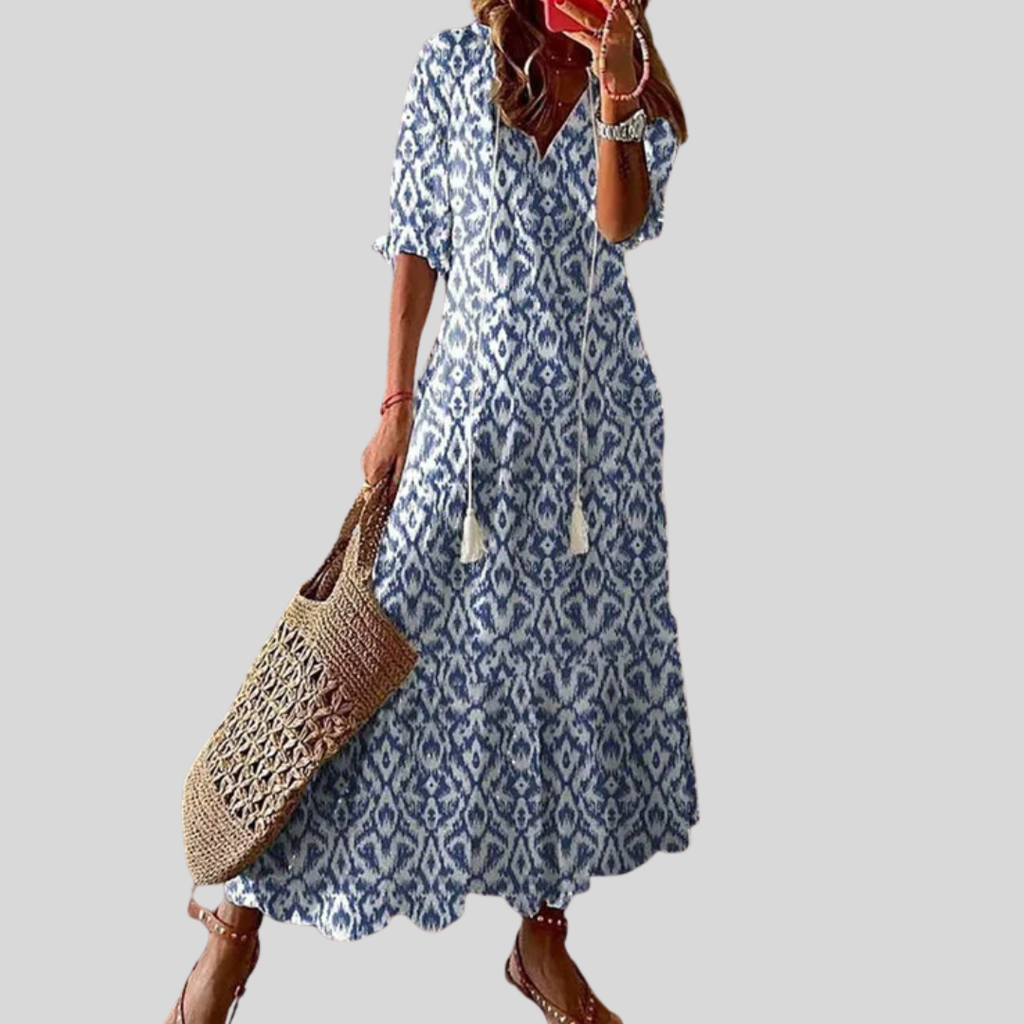 MICHAELA | PRINTED FRINGED DRESS
