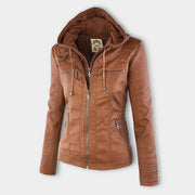 Melangell | Water-Repellent Hooded Zip Jacket in Khaki