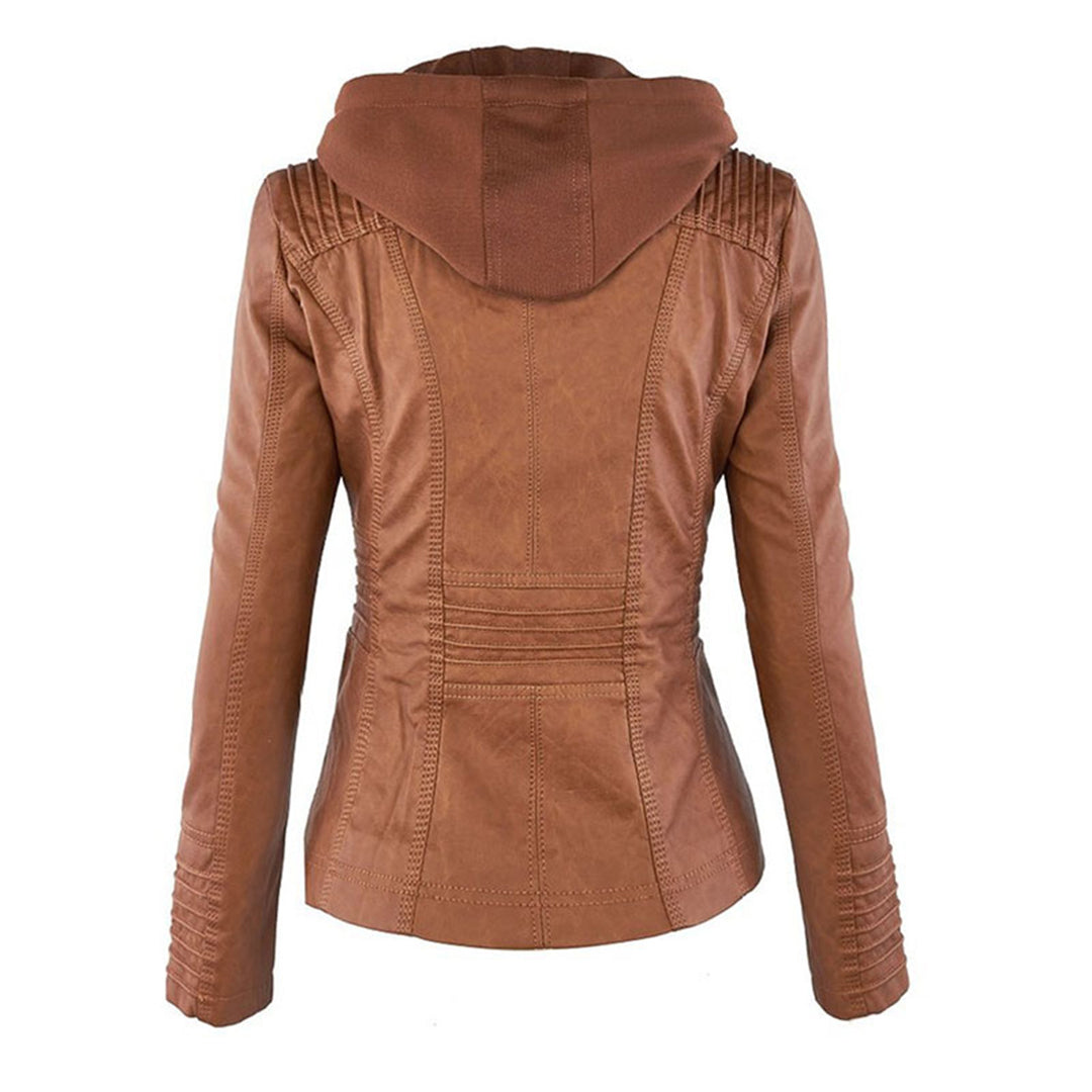 Melangell | Water-Repellent Hooded Zip Jacket in Khaki