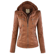 Melangell | Water-Repellent Hooded Zip Jacket in Brown