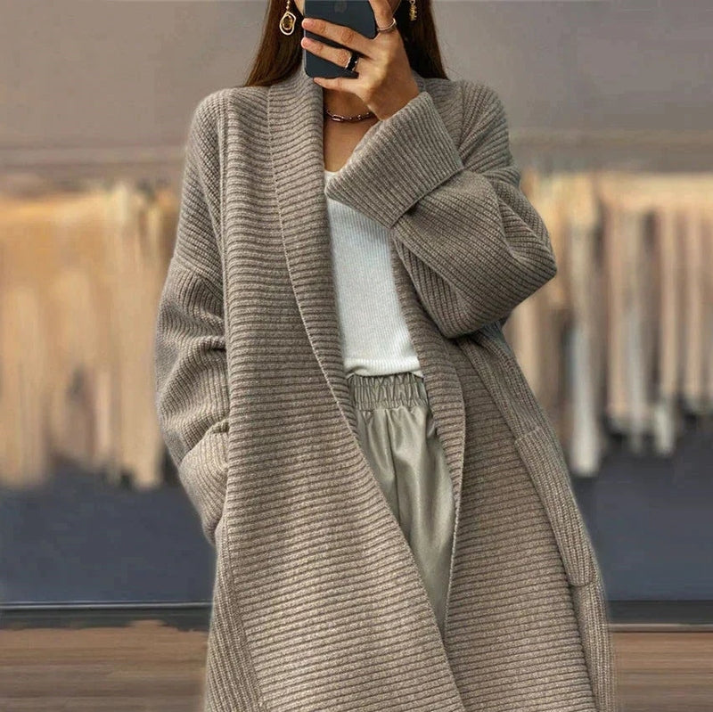 Latosha | Ribbed Open-Front Long Cardigan