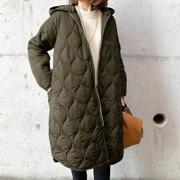 Domenica | Collarless Long Quilted Coat