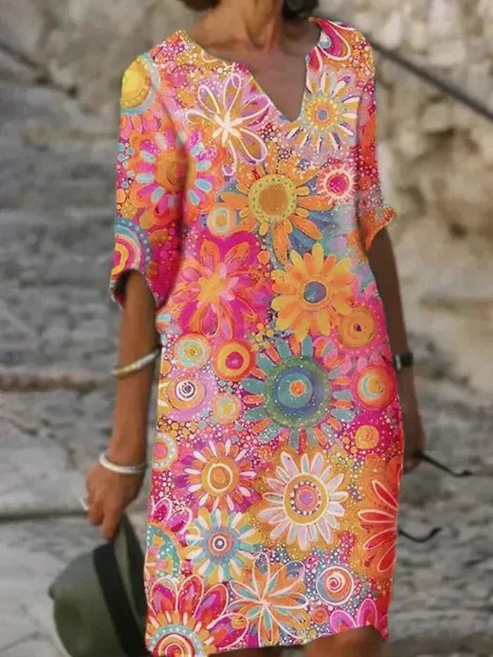 Nira | Midi Flower Dress Beaming