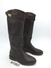 Theresina buckle-detail boots in brown