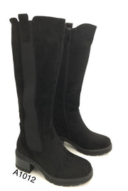 Ghislaine elastic-panel high boots in black