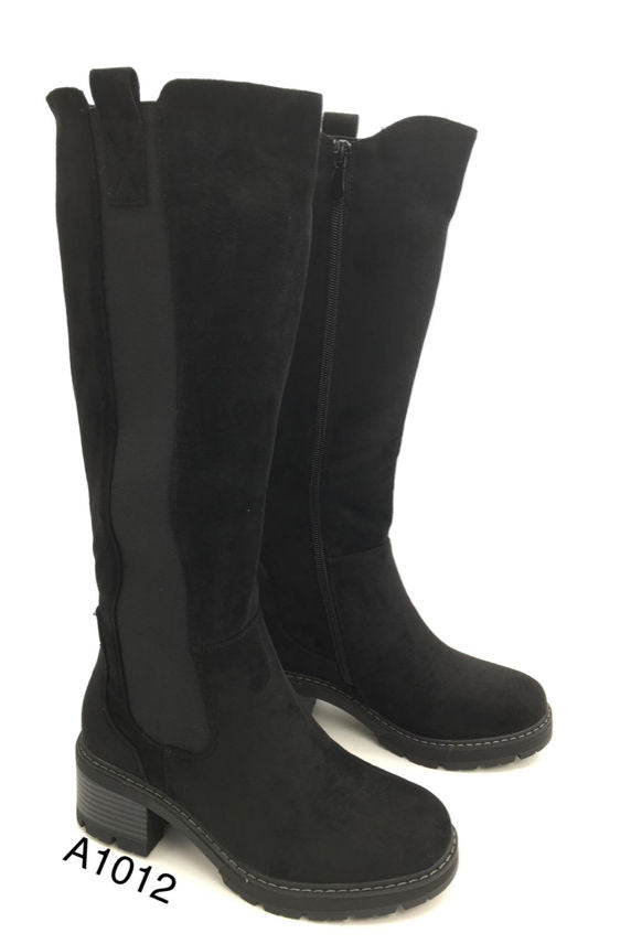 Ghislaine elastic-panel high boots in black